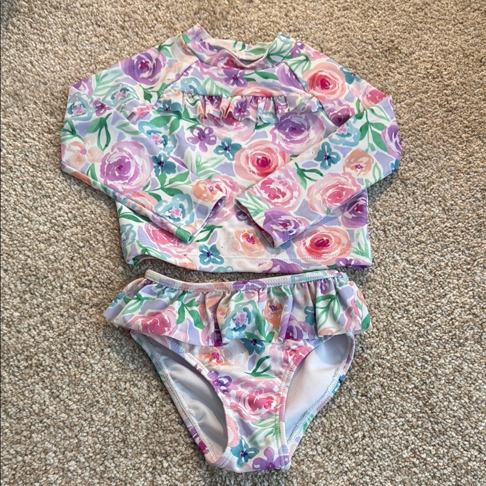 NWOT Floral Toddler Swim Set